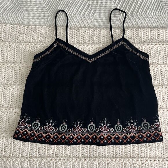 Vintage Aeropostale Velvet Embroidered Camisole Crop Top with Thin Straps Size S - Picture 1 of 7